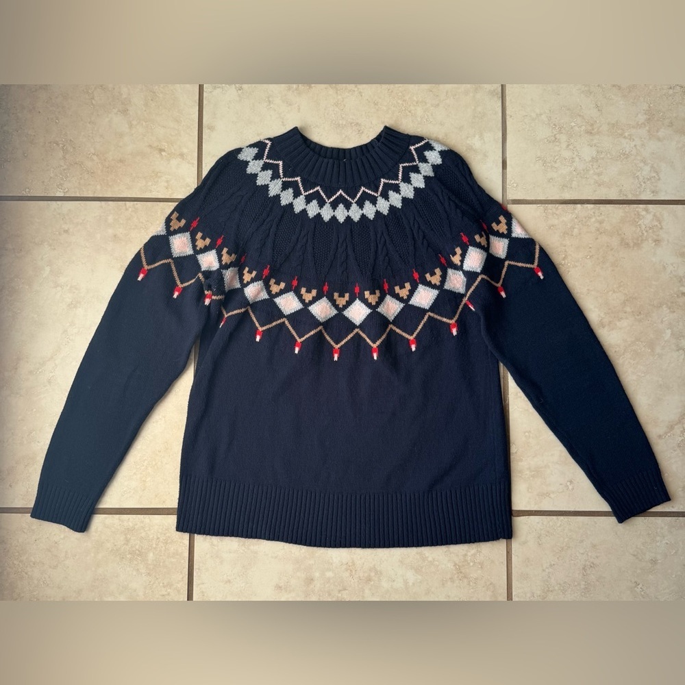 1901 Navy Point Fair Isle Women's Sweater Size Large - Picture 2 of 8